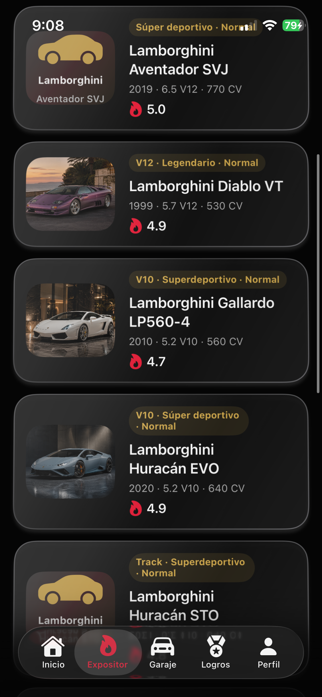 Base de datos de coches CarForge