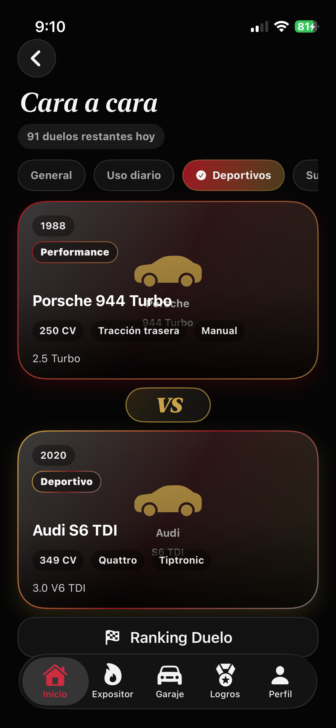 Duelos comparativos entre coches