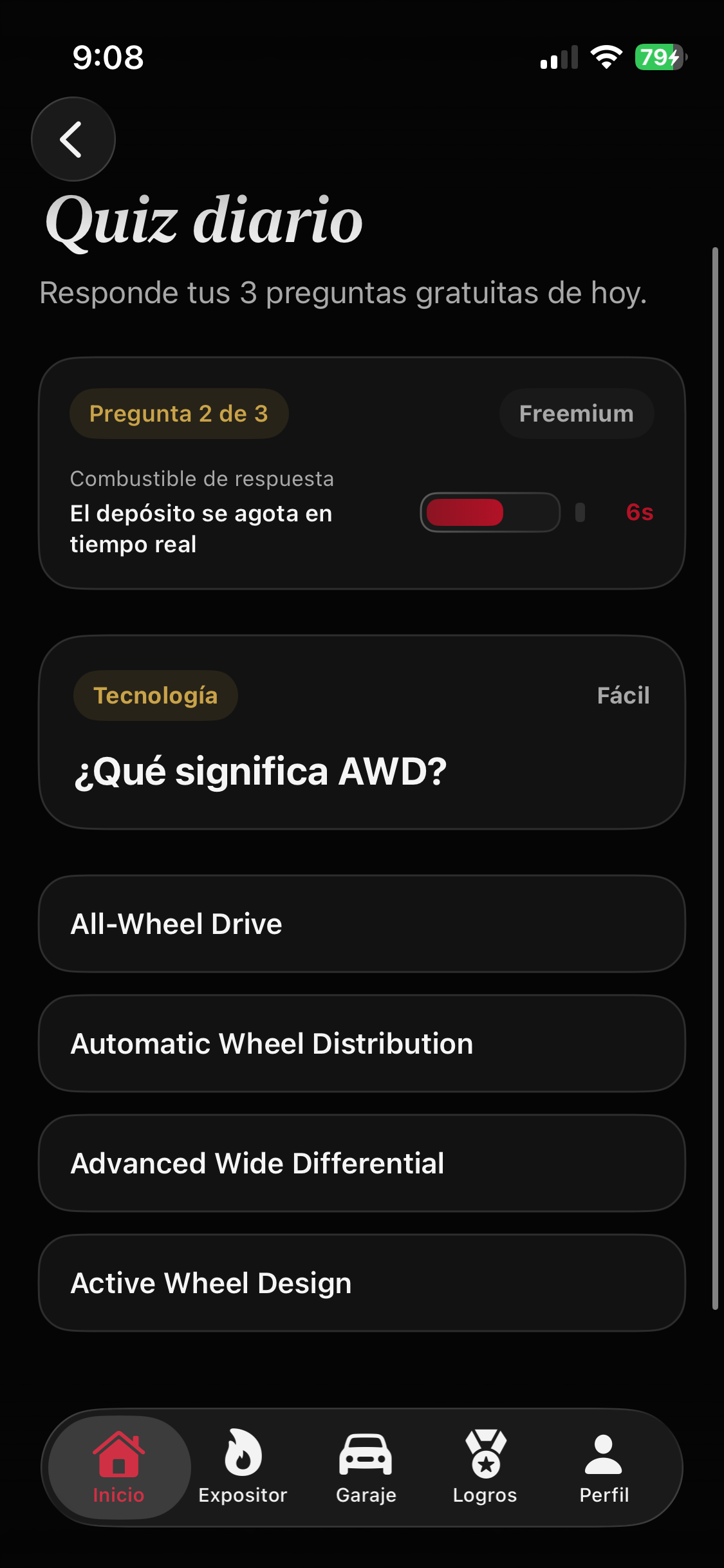 Quiz automovilístico de CarForge